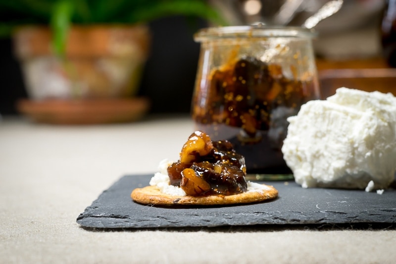 meyer lemon and dried fig conserves with goat cheese