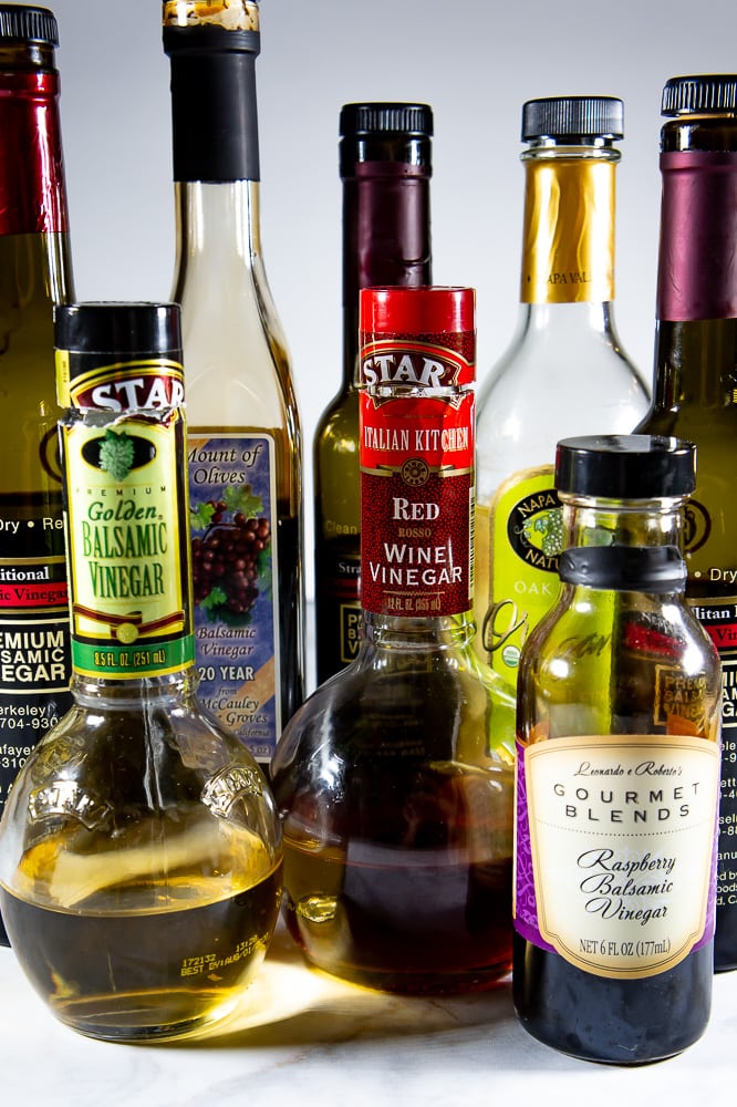 Basic vinegars that can make many different types of vinaigrettes.