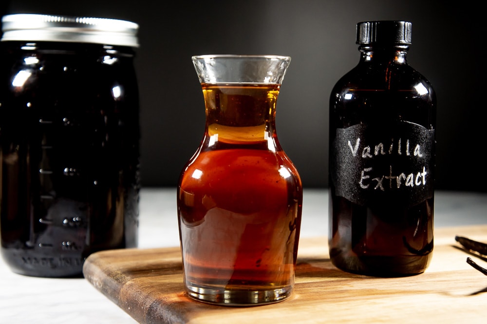Homemade vanilla extract is beautiful, with little flecks of vanilla.