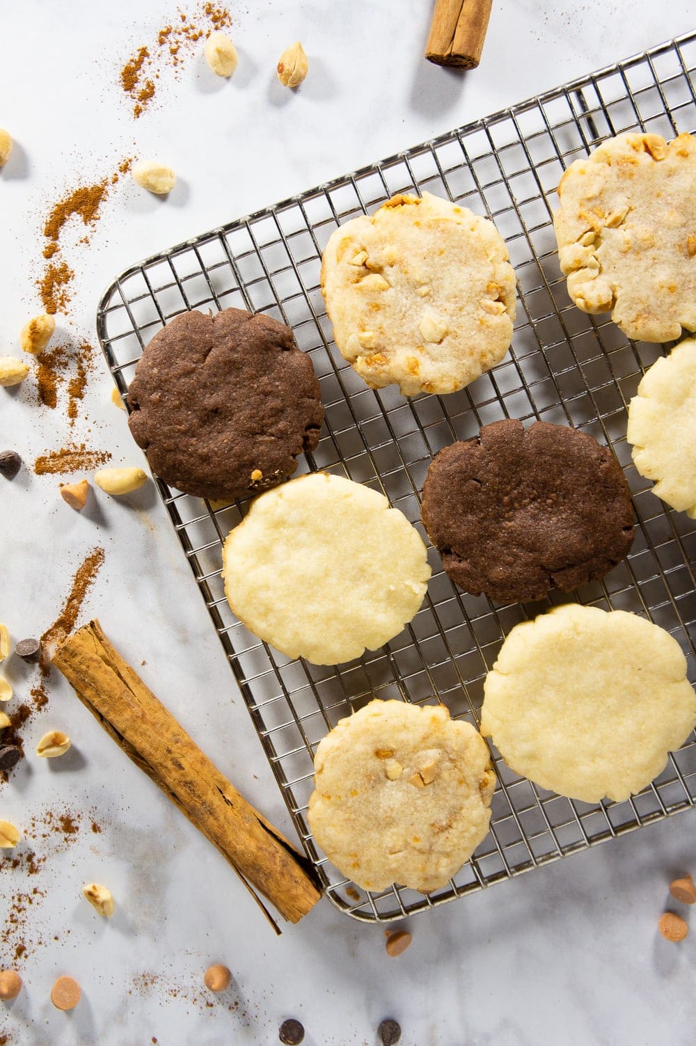 rack of cookies with cinnamon sticks