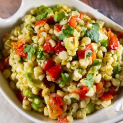 avocado corn salad in a bowl