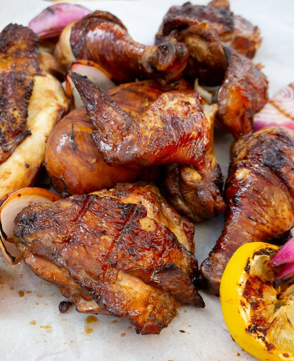 grilled chicken on parchment paper