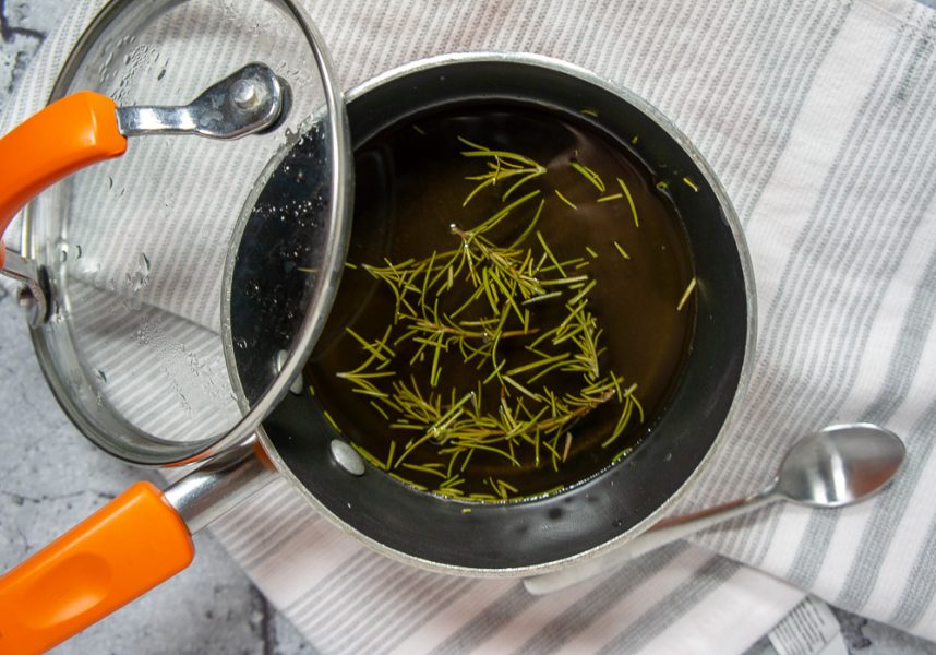 rosemary steeping in simple syrup