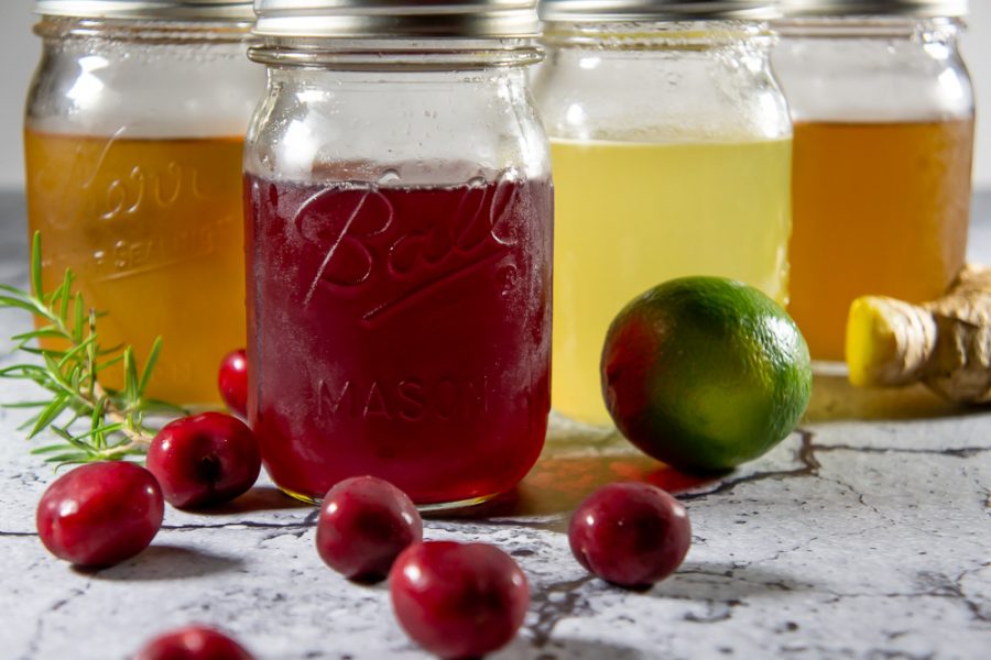 4 jars of infused simple syrup