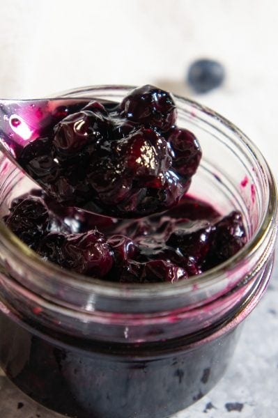 jar of blueberry compote