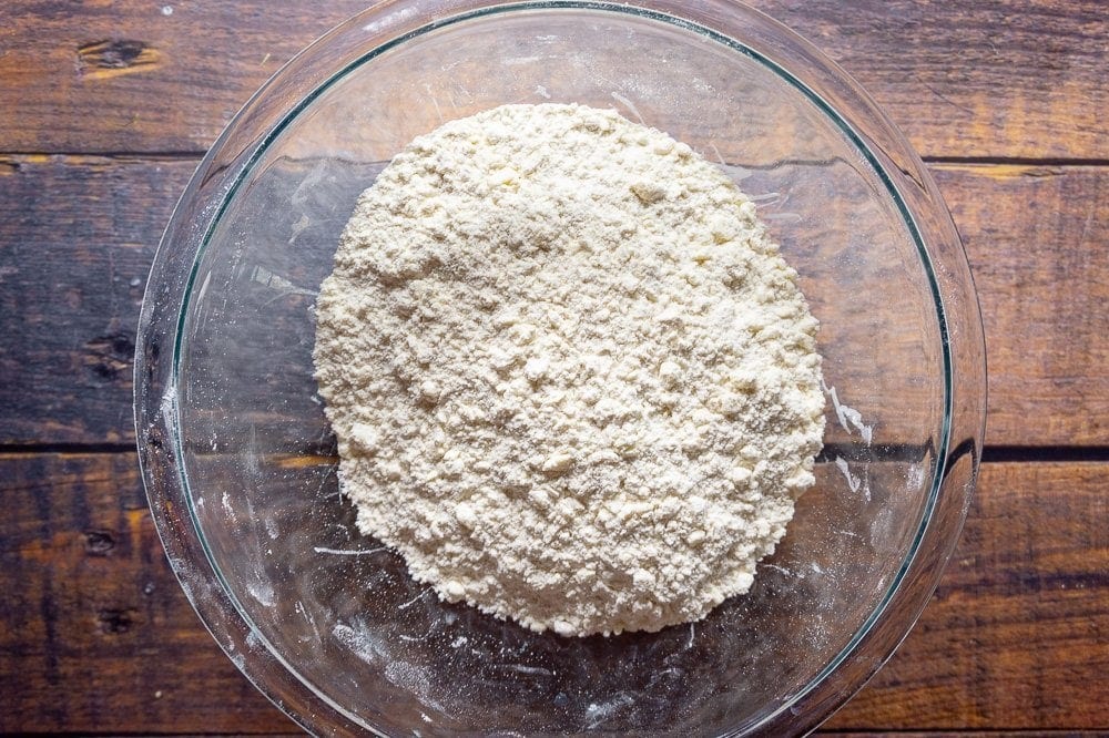 flour and butter combined into crumbs