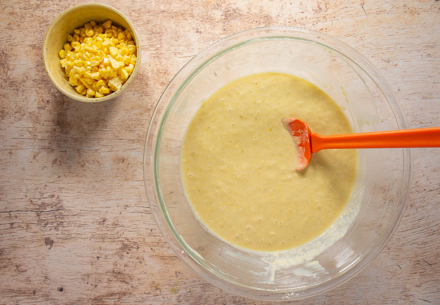 bowl of cornbread muffin batter