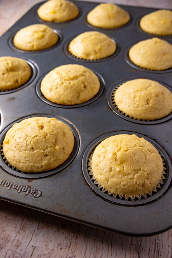 cornbread muffins baked in the muffin tin