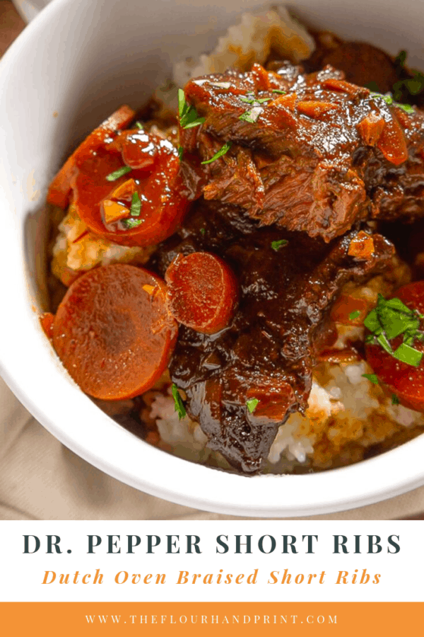 a white bowl of tender braised beef with carrots and grits