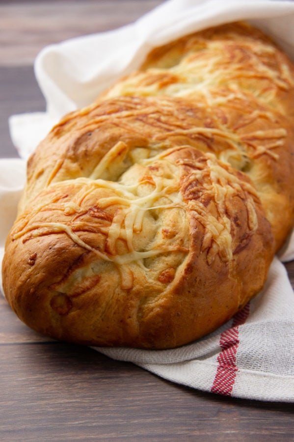 a loaf of asiago cheese bread