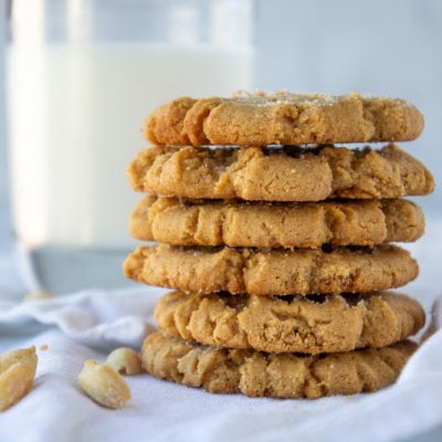 a stack of flourless peanut butter cookies