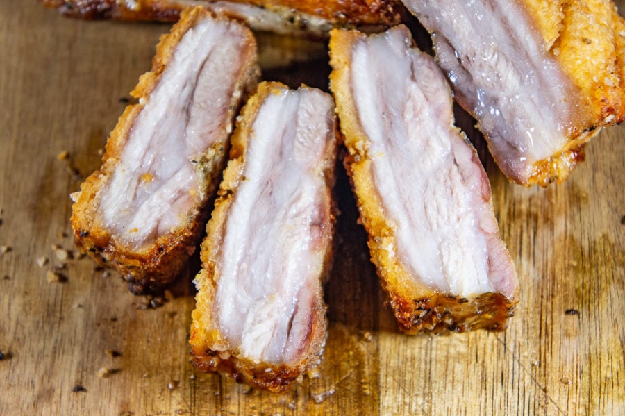 slices of roasted pork belly