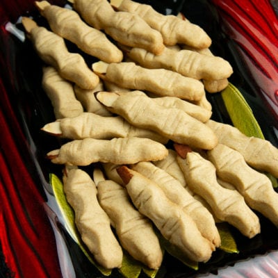 a plate with shortbread witches fingers