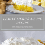 a slice of lemon meringue pie on a plate beside an whole pie
