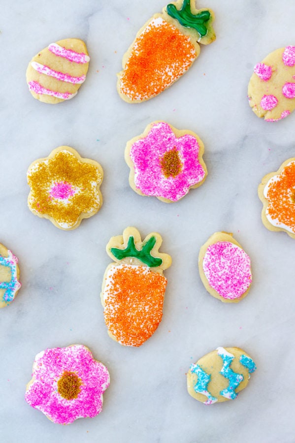 Shortening sugar cookies decorated for Easter