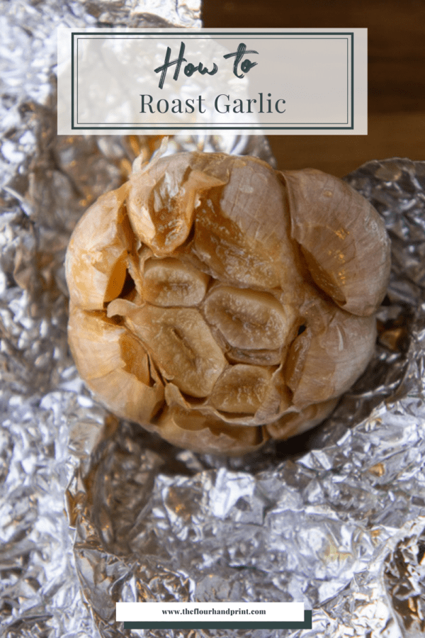 a roasted garlic bulb on foil