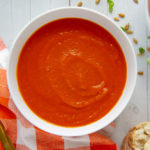 a bowl of creamy tomato soup