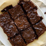 a plate of chocolate brownies