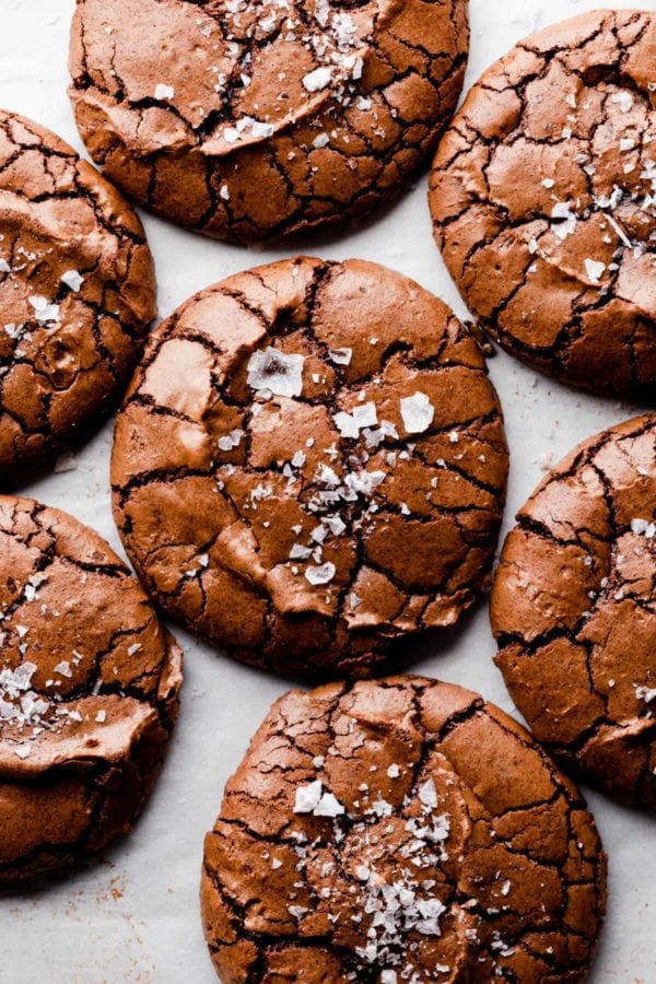 brownie cookies on a white surface