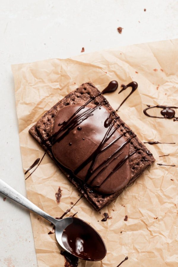 a chocolate pop tart on parchment