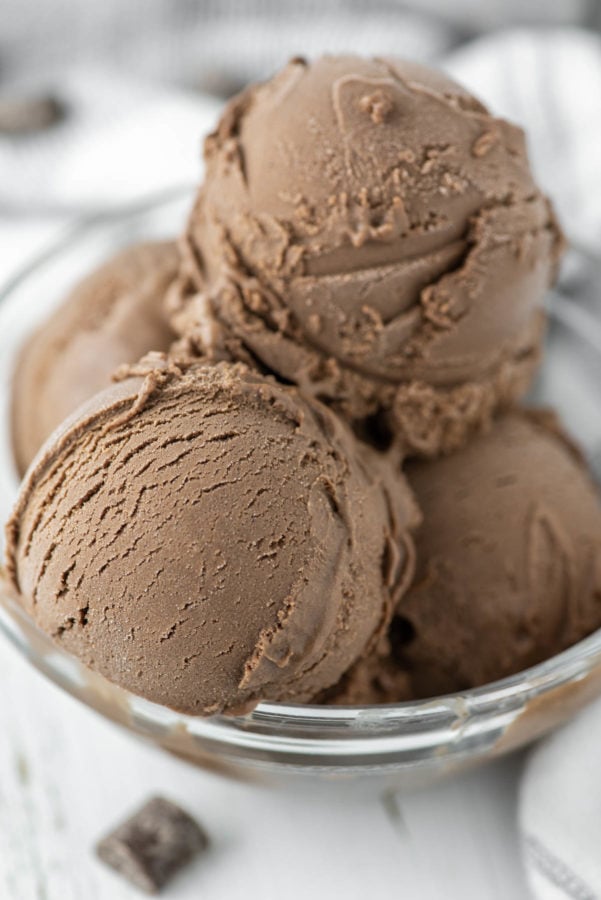 chocolate gelato in a bowl