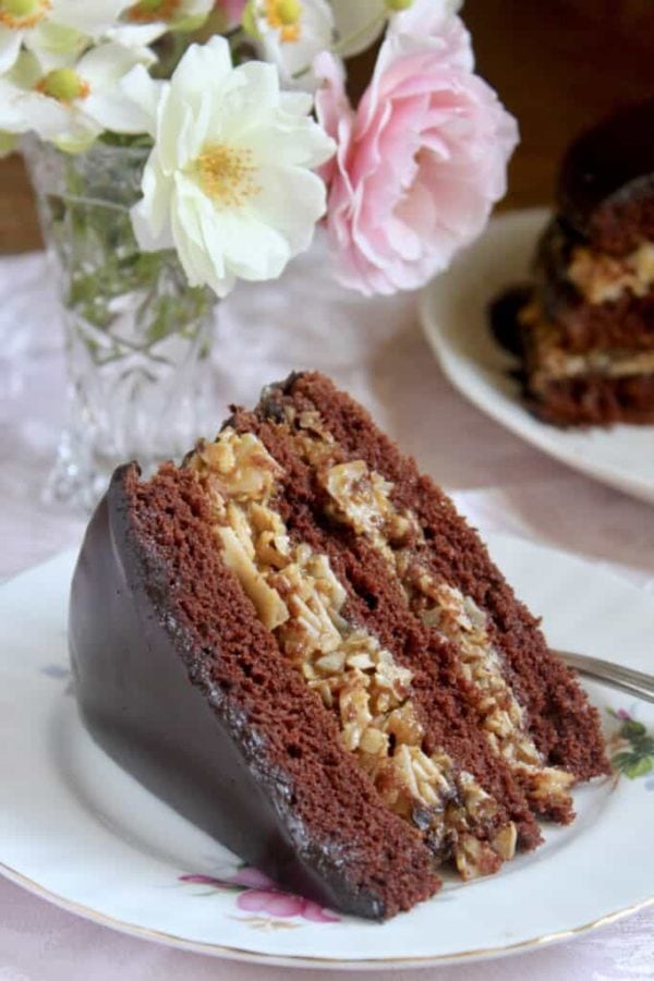 chocolate cake with german chocolate filling