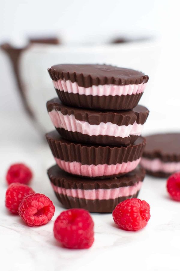 chocolate cups with raspberry filling