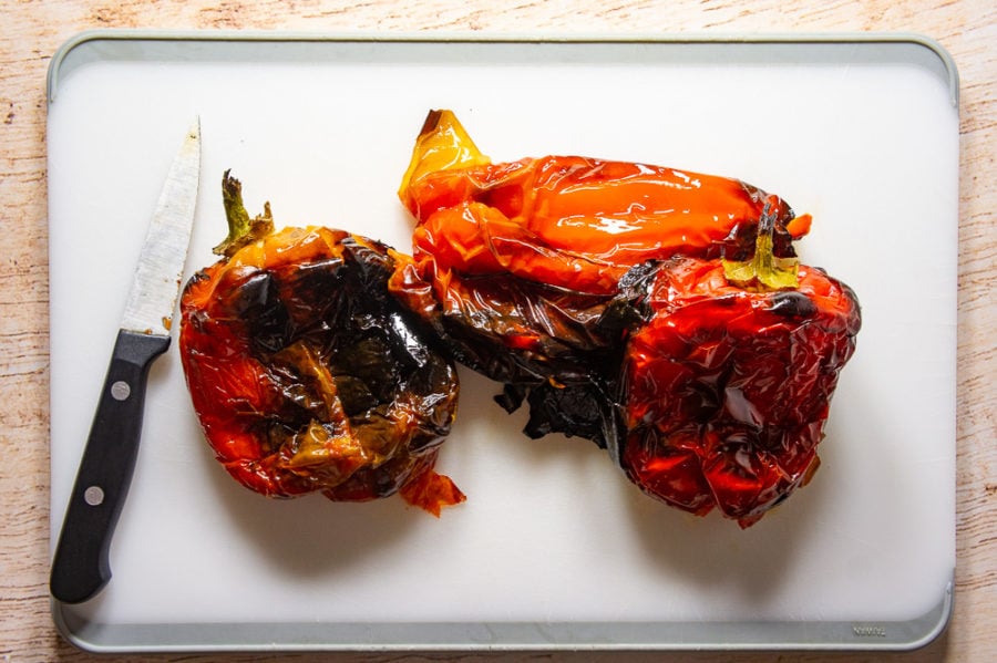 peppers roasted and ready to peel