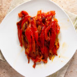 roasted red bell peppers on a plate