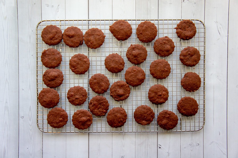 cookies cooling on a wire rack