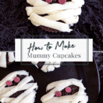 platter of cupcakes decorated like mummies