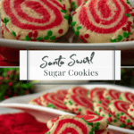 platters of red and white swirled sugar cookies