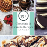 a collection of chocolate and vanilla desserts