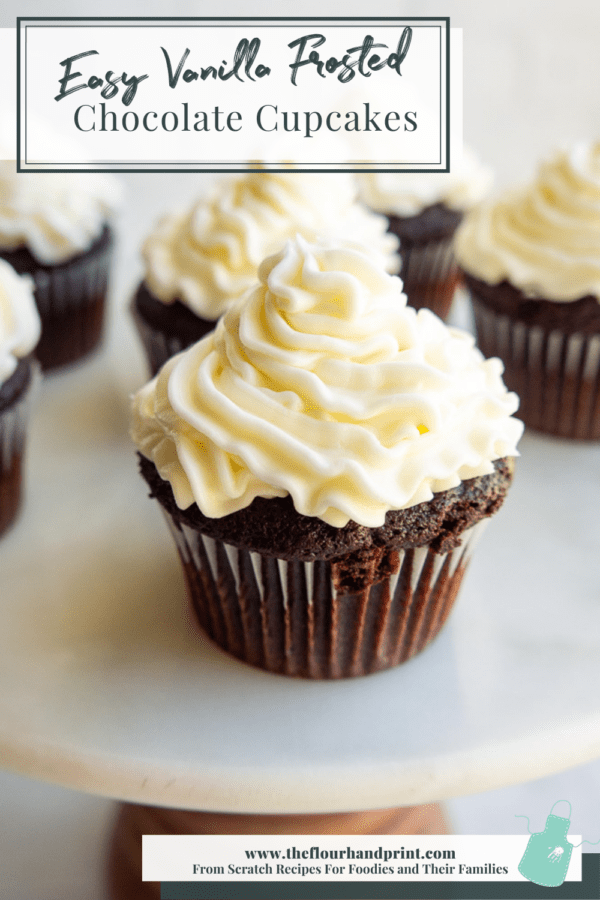 a chocolate cupcake with white frosting on top