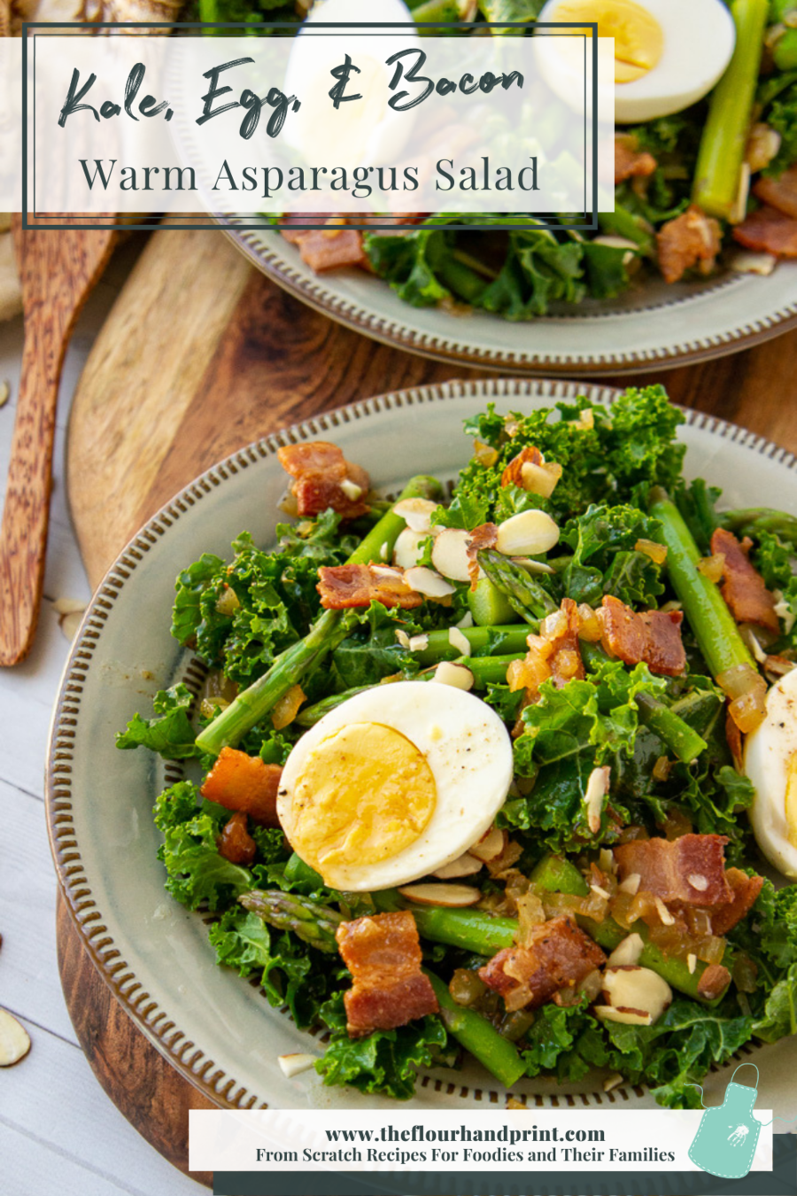 plate of kale and asparagus salad with hard boiled eggs