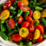 green beans and tomatoes in a light viniagrette