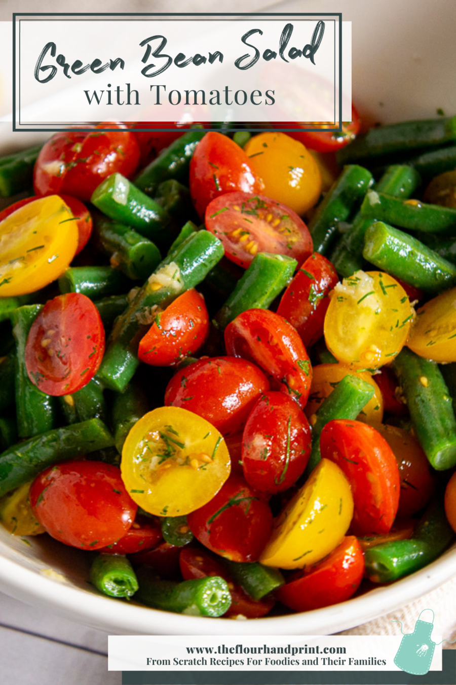 a green bean and tomato salad with a lemon dill vinaigrette