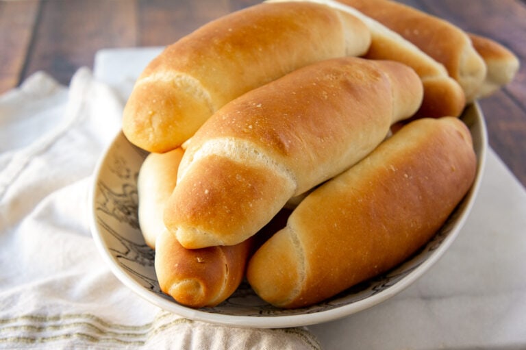 homemade hot dog buns in a bowl